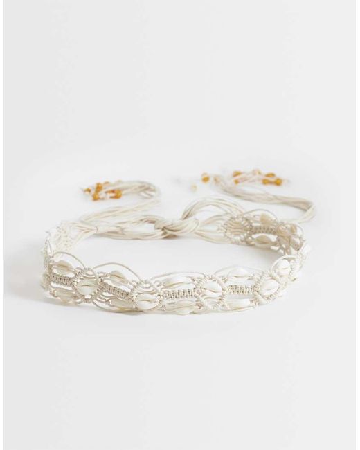 Gina Tricot White Macrame Belt With Shell Detail