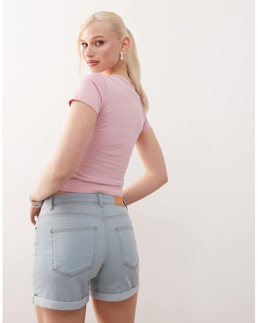 Noisy May Pink Debby Denim Shorts