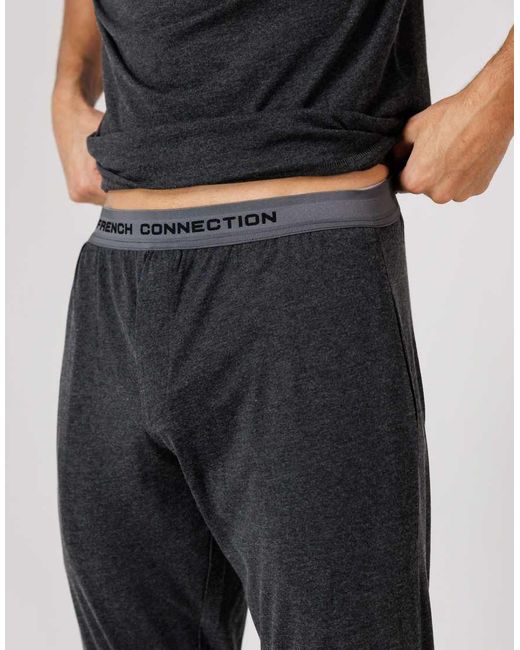 French Connection Black Cotton T-Shirt And Lightweight Jogger Co-Ord Set for men