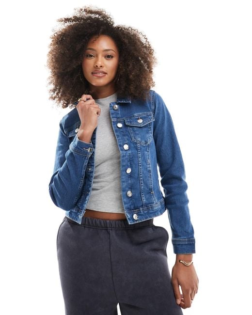 ONLY Blue Fitted Denim Jacket