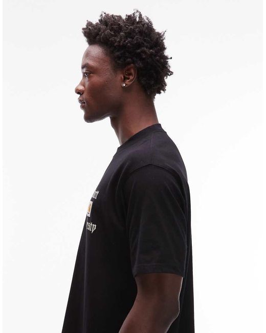 Camiseta Negra De Corte Suelto Schooling Heart De Carhartt de hombre de color Blue