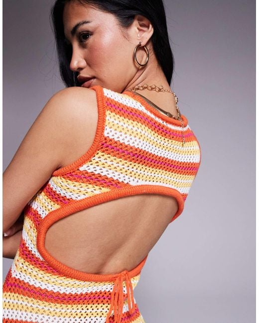 Princess Polly Multicolor Oxygen Crochet Open Back Mini Dress