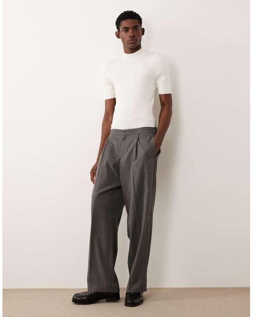 ASOS Natural Essential Muscle-Fit Fine-Rib Knit Turtle-Neck for men
