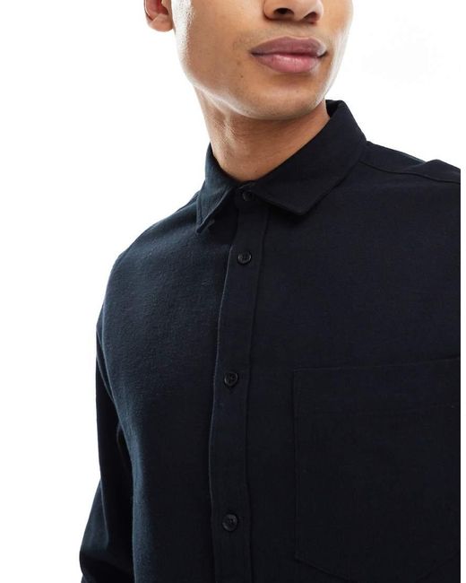 ASOS Geborsteld Oxford Overhemd Met Normale Pasvorm in het Blue voor heren