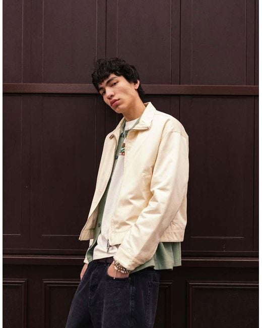 Topman Black Twill Harrington Jacket for men