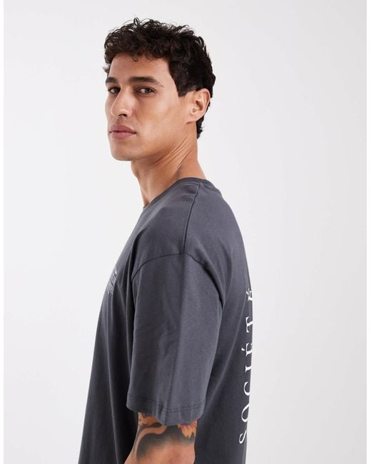 Jack & Jones Blue Oversized T-shirt With Scenic Backprint for men