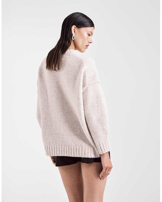 Jersey Extragrande Con Cuello Redondo Y Bajo Redondeado De -Blanco ASOS de color Pink