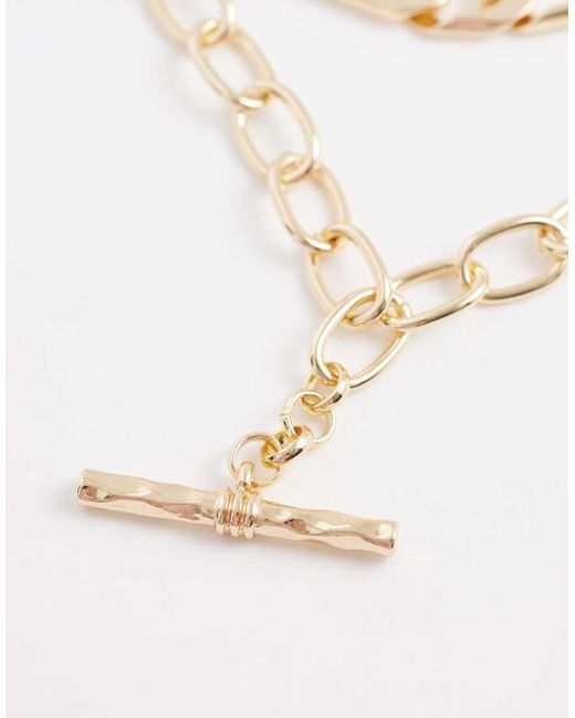 ASOS White Multi-row Chain Necklace With T-bar