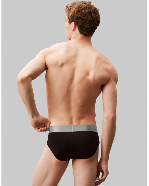 Calvin Klein – 3er-pack elastische mikrofaser-slips in Black für Herren