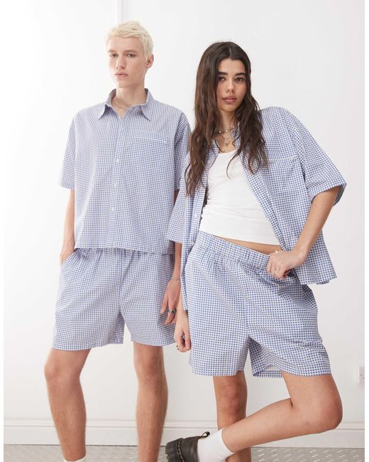 Reclaimed (vintage) Blue Unisex Boxy Pull On Shorts