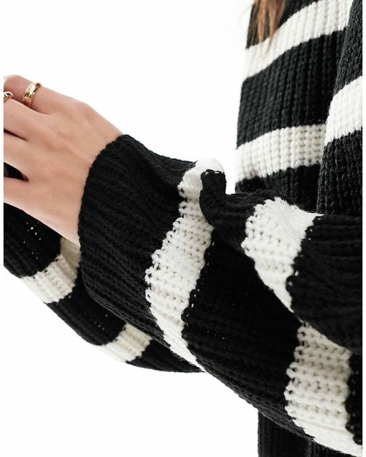 Jdy Black – gestreifter strickpullover