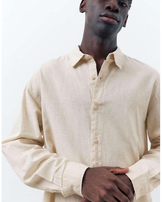 Camicia di Pull&Bear in Natural da Uomo