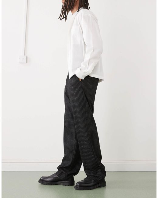 Weekday Black Relaxed Fit Tailored Trousers for men