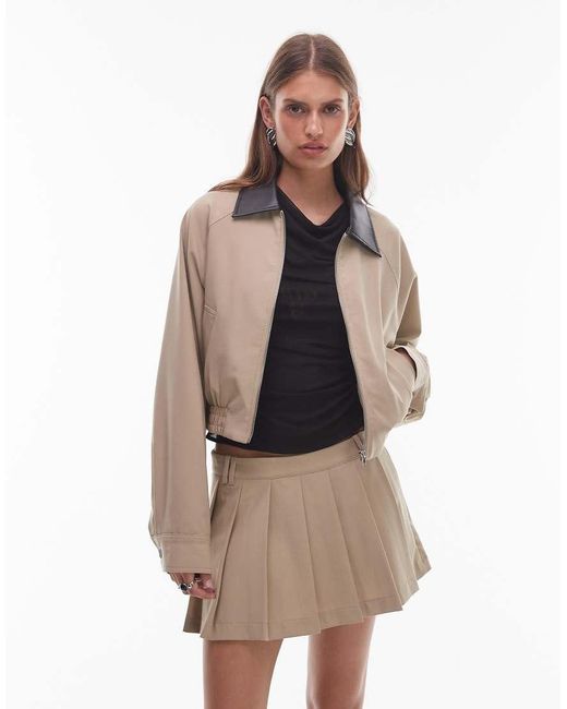 Nia Natural Daniel Cropped Bomber Jacket With Collar