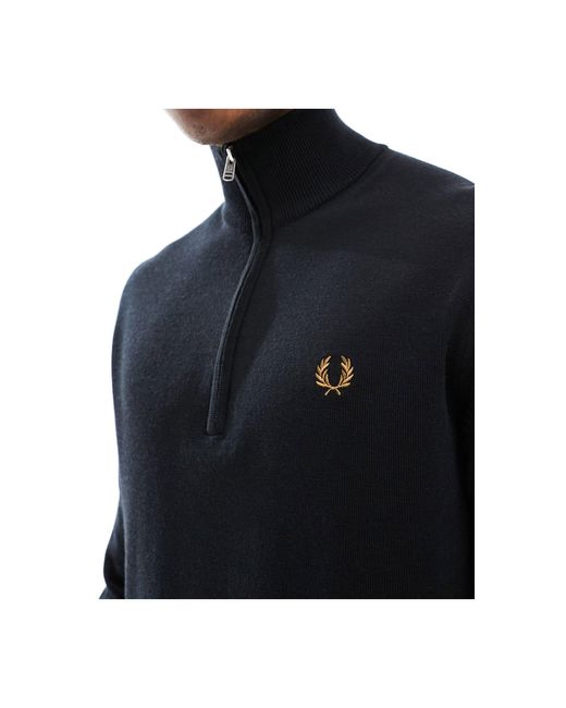 Fred Perry Black Classic Half Zip Jumper for men