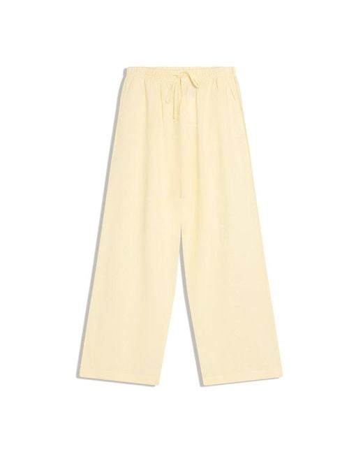 Bershka Metallic Linen Rich Trousers With An Elasticated Waistband