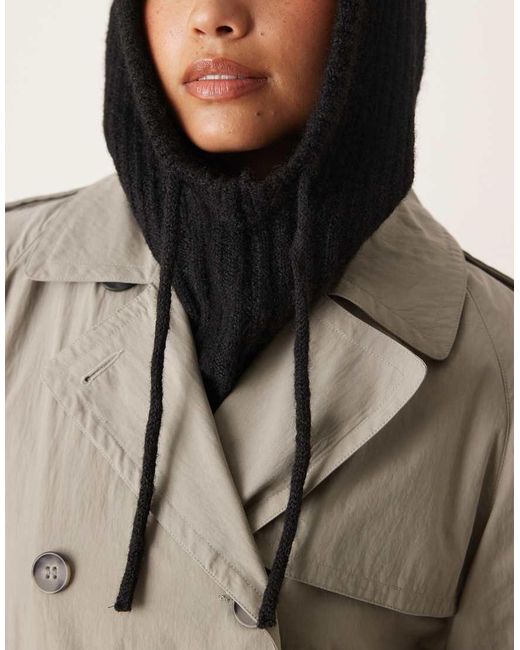Gina Tricot Black Knitted Slouchy Balaclava Hood