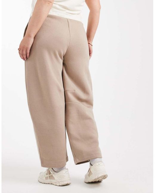 ASOS Natural Asos Design Curve Barrel Leg Brushback jogger