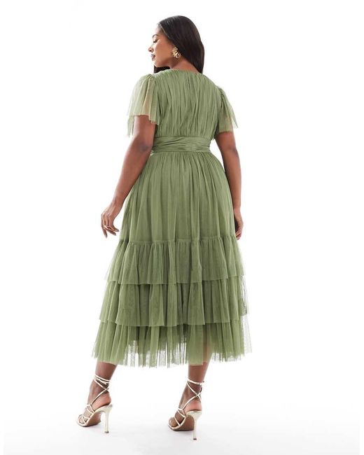 Lace & Beads Plus Green Bridesmaid Madison Midi Dress