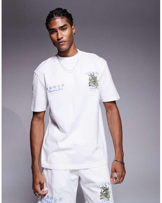 River Island White Hayashima Oversized T-shirt Co-ord for men