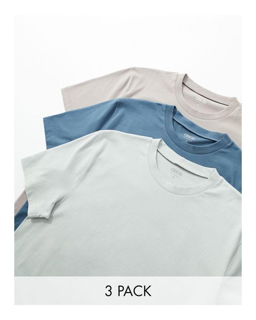 ASOS Blue 3 Pack Crew Neck T-shirts for men
