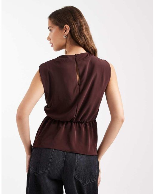 ASOS Red Cowl Neck Sleeveless Top With Twist Waist Detail