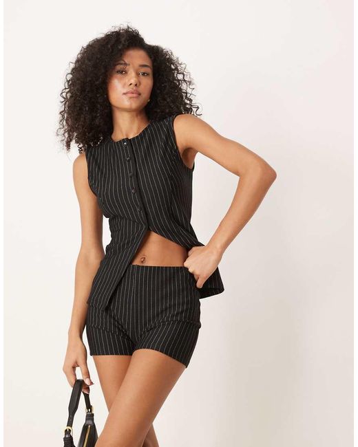 ASOS Natural Pinstripe Micro Hotpants