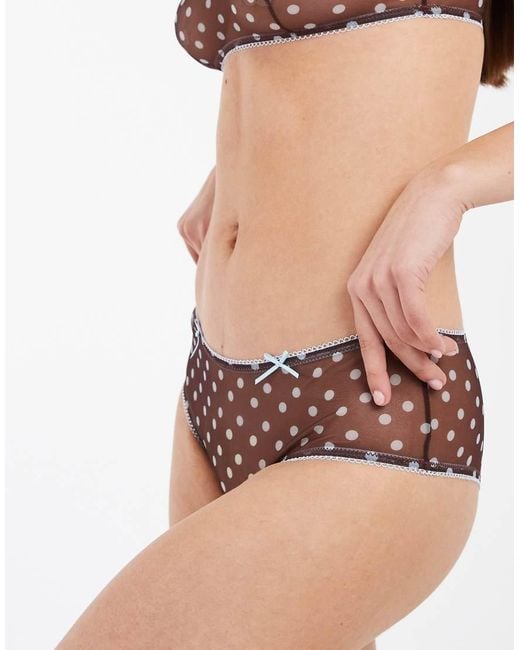 ASOS Multicolor Sadie Sheer Mesh Polka Dot Low Rise Shortie
