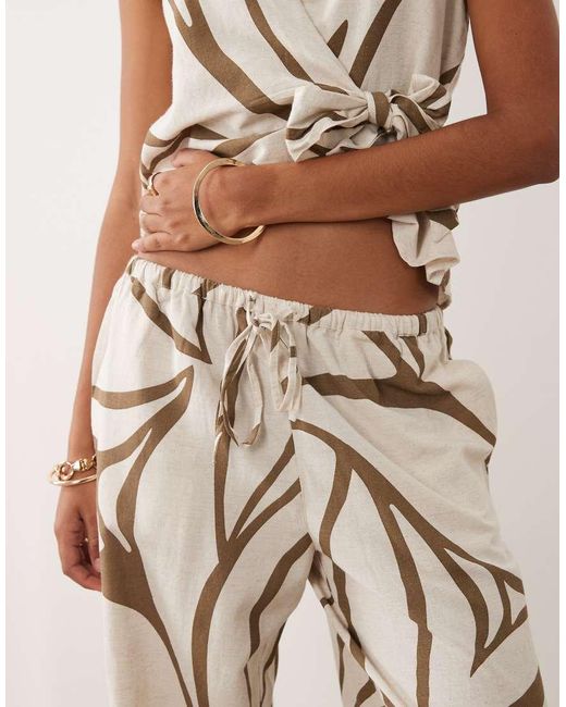 Vila Natural Linen Touch Wide Leg Trousers Co-ord