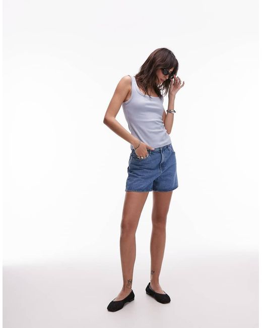 & Other Stories Blue Ribbed Jersey Vest Top With Scoop Neck