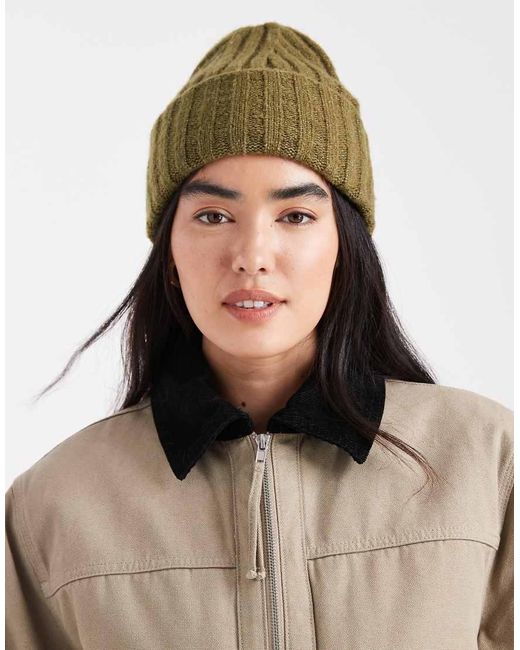 New Look Geribbelde Beanie in het Brown