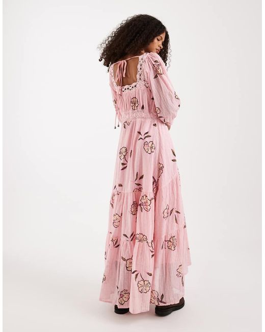 Free People Red Morning Meadows Button Down Midi Dress