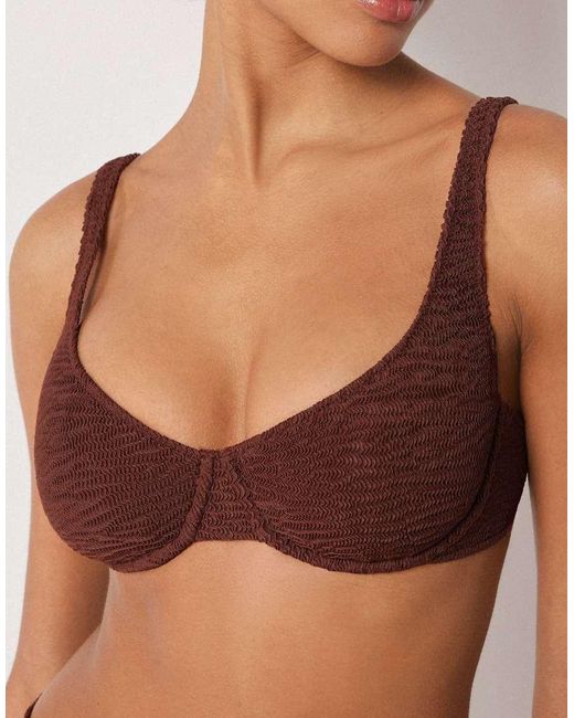 Calzedonia Brown Balconette Bikini Top Crinkle Waves