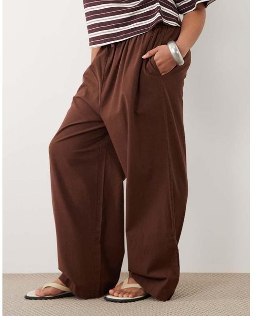 ASOS Brown Asos Design Curve Linen Pants