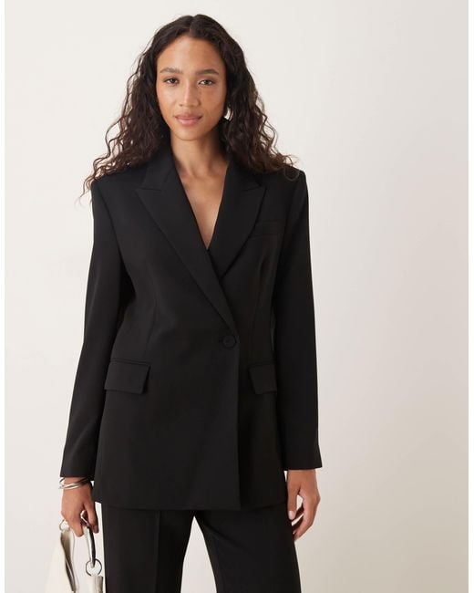 Mango Black Cross Button Blazer Co-ord
