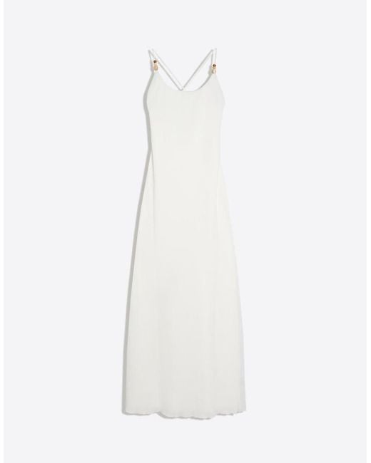 Bershka White Rustic Strappy Midi Dress