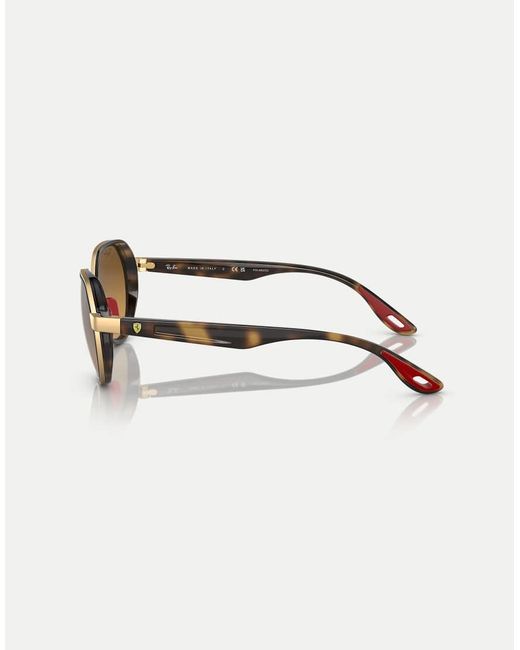Ray-Ban Natural Rb3703M Scuderia Ferrari Collection Irregular Polarised Sunglasses With Mirrored Lens
