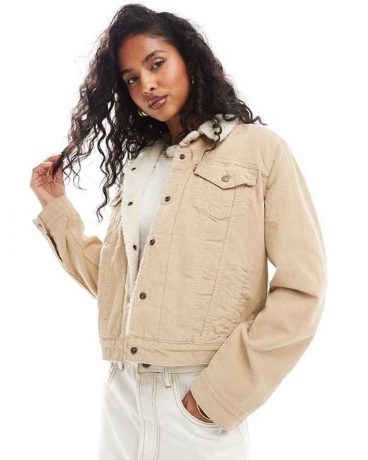 Levi's Natural Original Sherpa Lined Cord Trucker Jacket