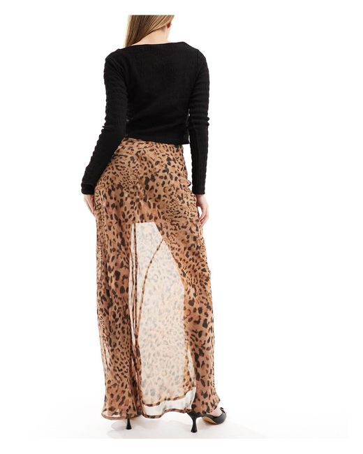 Jupe longue transparente à imprimé léopard ASOS en coloris Multicolor