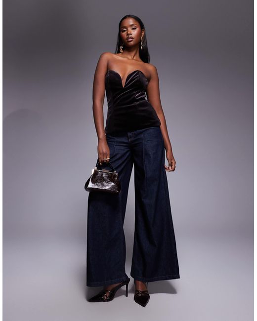 ASOS Black – strukturiertes longline-korsett aus samt