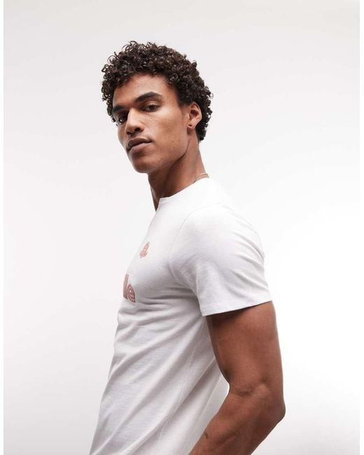 ASOS White Slim T-Shirt With Puff Print Football Graphic for men