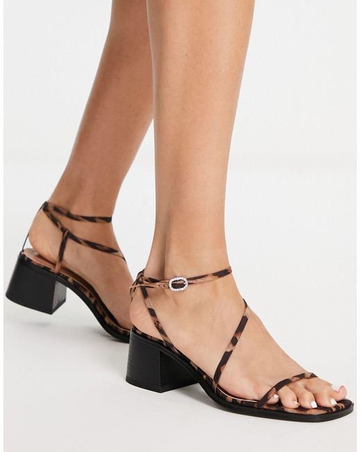 London Rebel Strappy Low Heel Sandals Lyst Canada