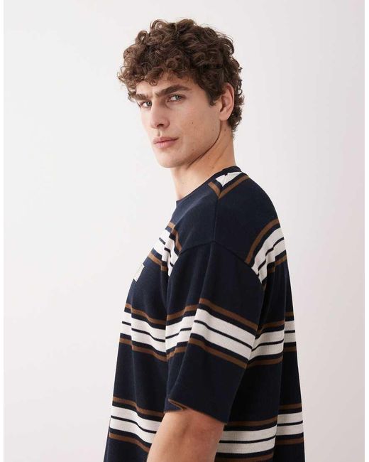 ASOS Blue Heavyweight Boxy Oversized T-shirt With Chest Embroidery for men