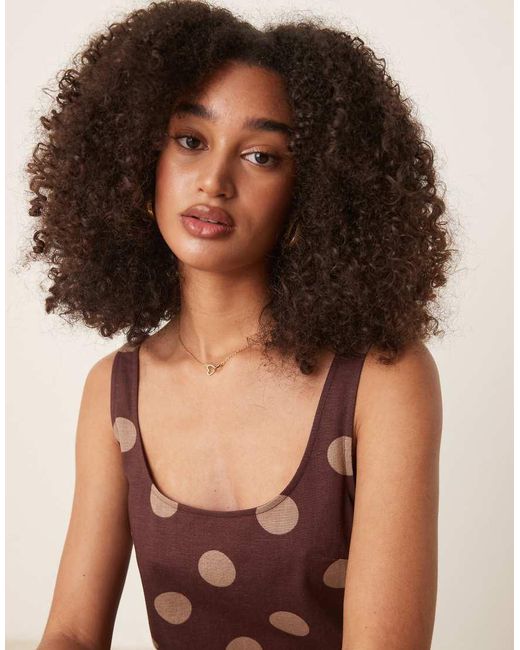 ASOS Brown Scoop Neck Cotton Linen Mini Sundress