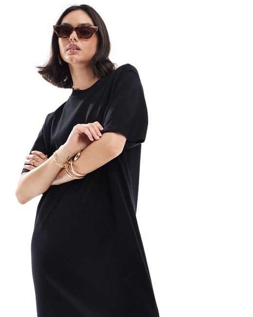 Vestido semilargo extragrande estilo camiseta ASOS de color Black