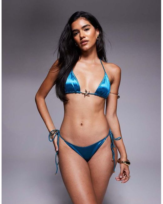 South Beach Gray Starfish Triangle Bikini Top