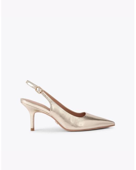 Carvela Kurt Geiger White Spirit Metallic Faux-Leather Slingback Courts