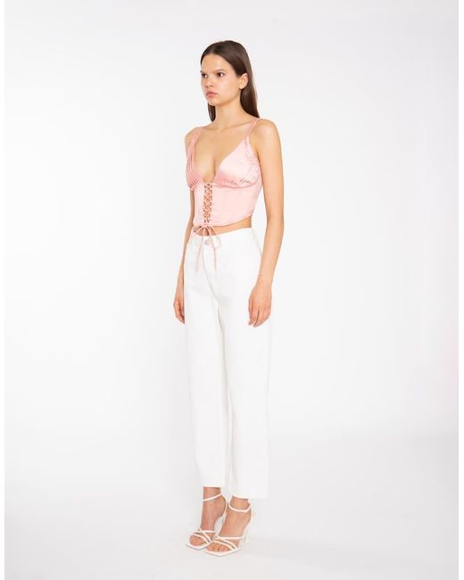 Collective The Label Pink Corset Style Lace Up Top