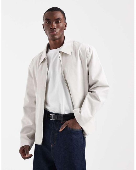 ASOS White Oversized Harrington Jacket for men