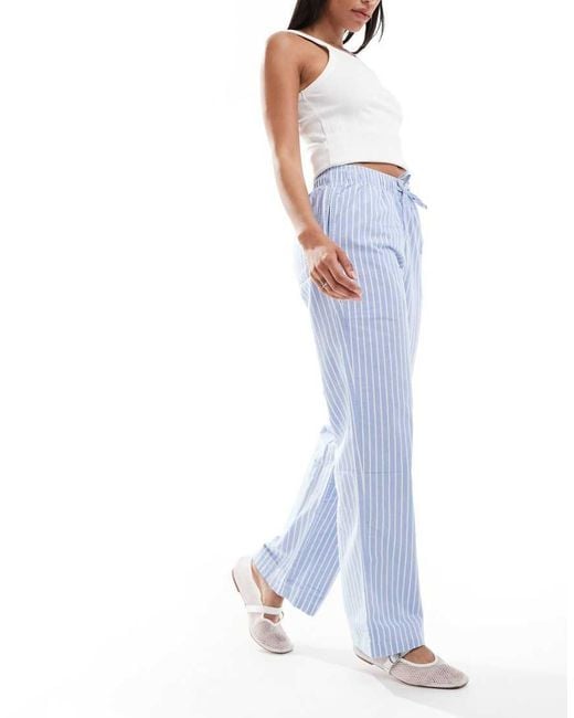 Superdry Blue Cotton Stripe Elasticated Trousers